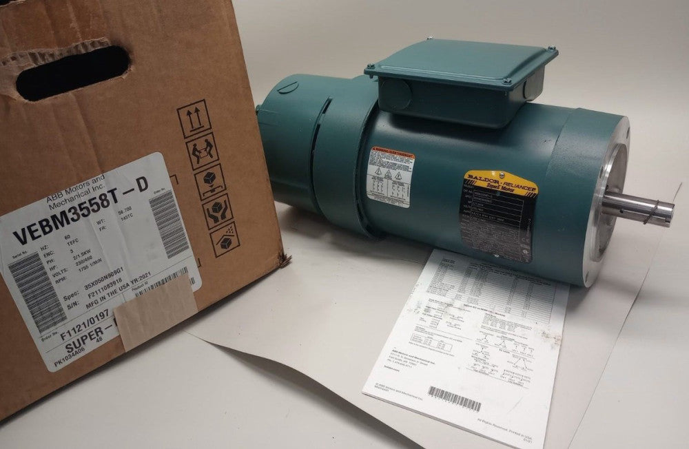 Baldor VEBM3558T-D Electric Motor 3ph 2hp 1.5kW 230/460V 1755rpm 35X050N909G1