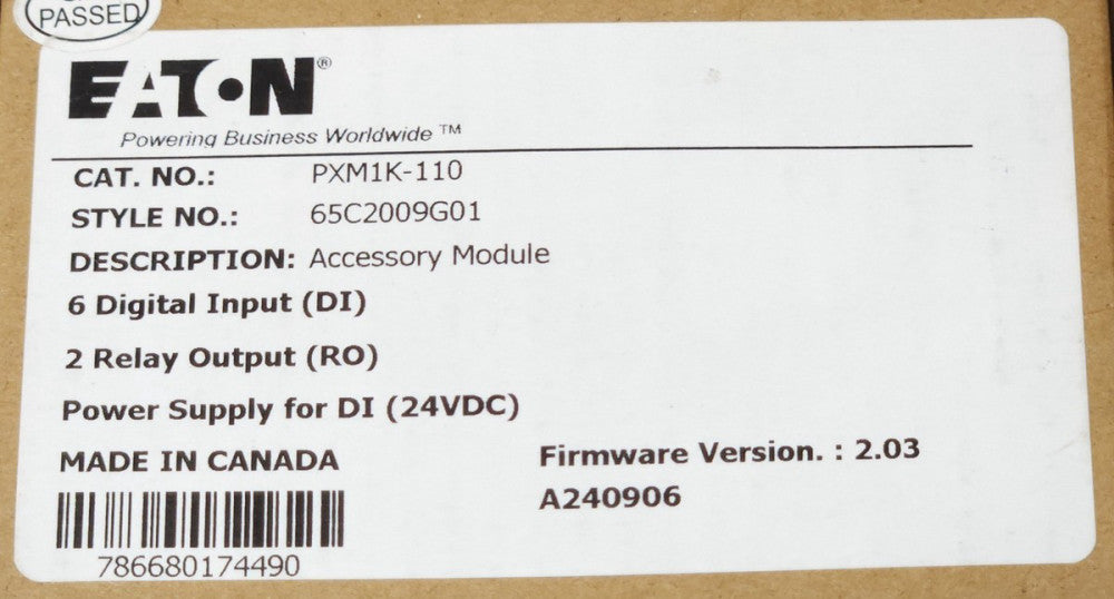 EATON PXM1K 110 24 VDC PXM1 Meter Accessory Control Module 65C2009G01 DI RO 6 Di
