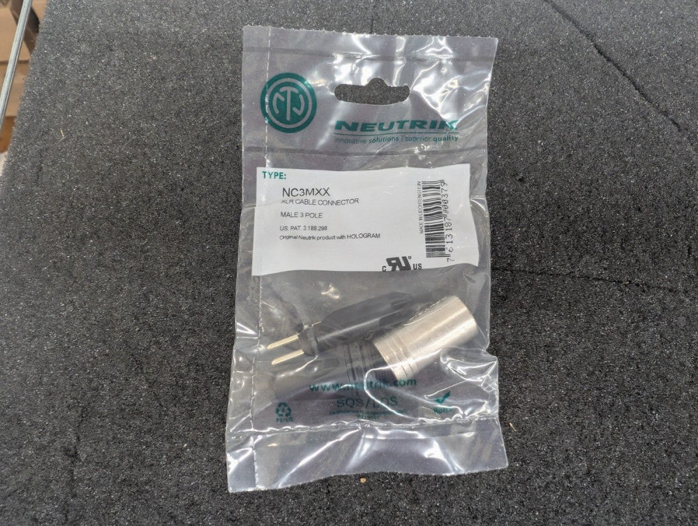 New, Neutrik, NC3MXX, 3P MALE CABLE CONN NICKEL HOUSING