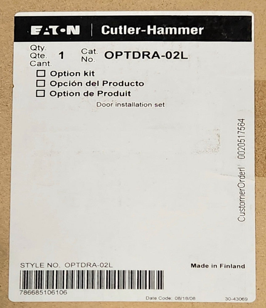 EATON CUTLER HAMMER OPTDRA 02L Door Installation Set Drive Control Operator