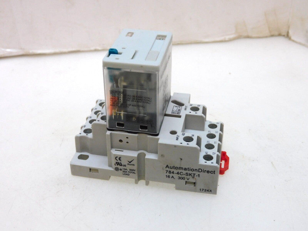 AUTOMATION DIRECT 784-4C-24D RELAY 24VDC W/ BASE 784-4C-SKT-1 MISSING LATCH