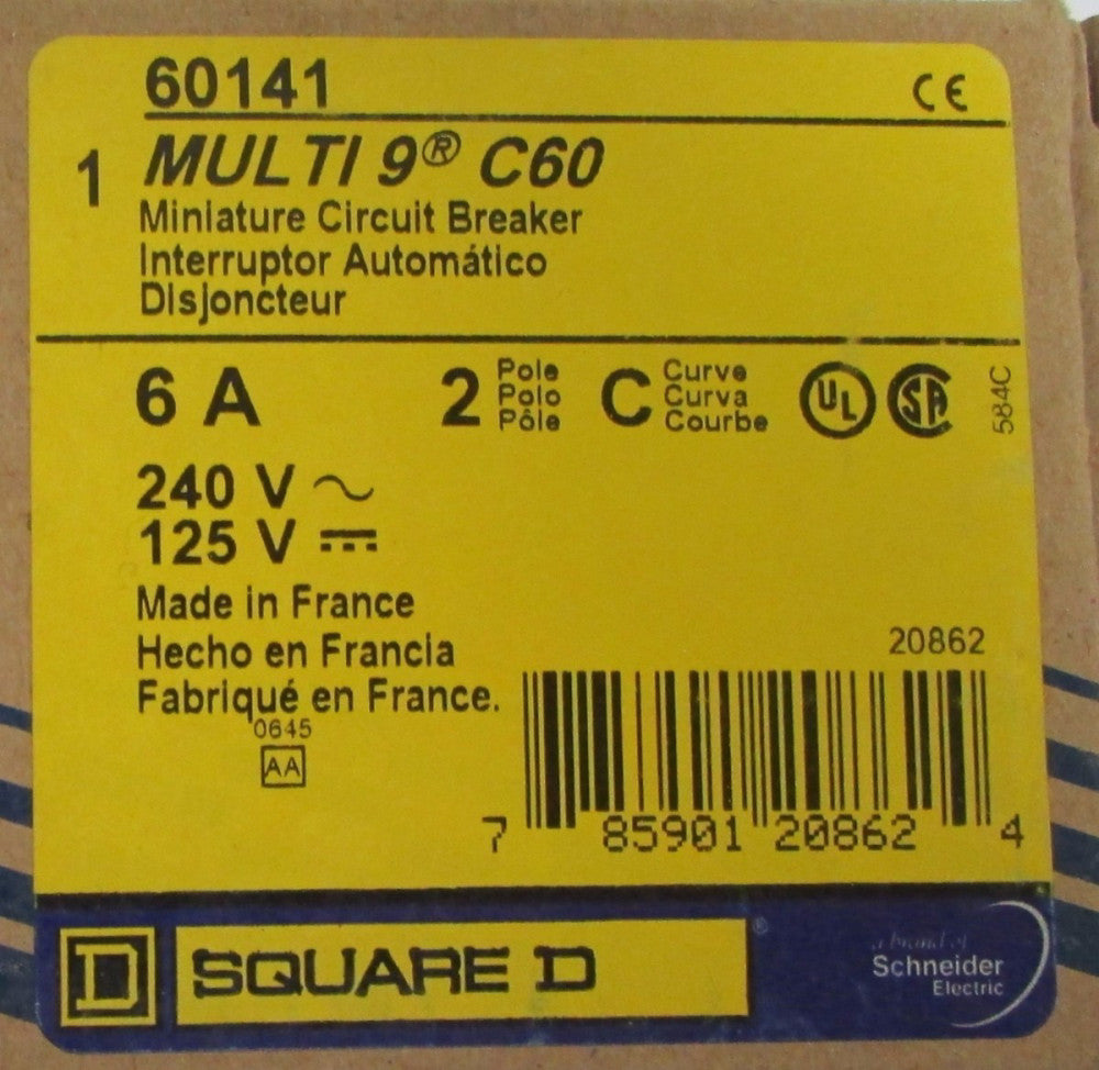 SQUARE D MERLIN GERIN Multi 9 C60 2 Pole 6 Amp Mini Circuit Breaker 60141