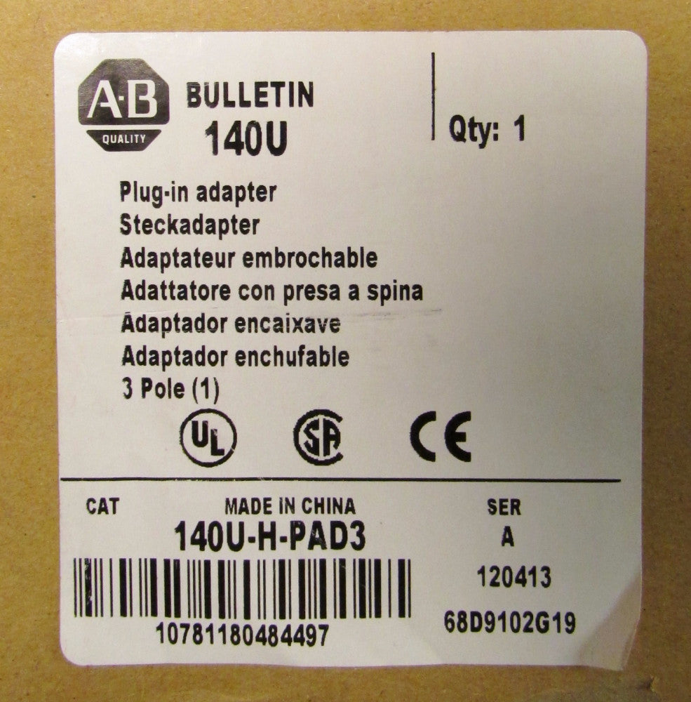 ALLEN BRADLEY 140U H PAD3 Circuit Breakr Plug in Adapter Outer Hammer 68D9102G19