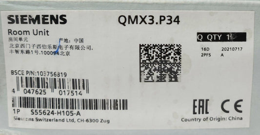 SIEMENS QMX3.P34 Series QMX3 Room Unit Temperature Control Display Thermostat Mo