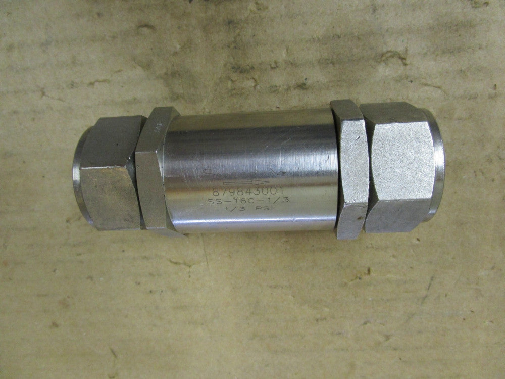 SWAGELOK SS-16C-1/3 S/S POPPET CHECK VALVE 1/3 PSI