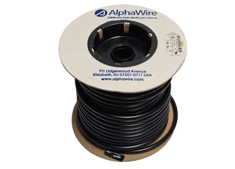 100' Ft AlphaWire PVC 105 3 Black PVC Tube Tubing #3 MIL-I-631D .234" 5.9436MM