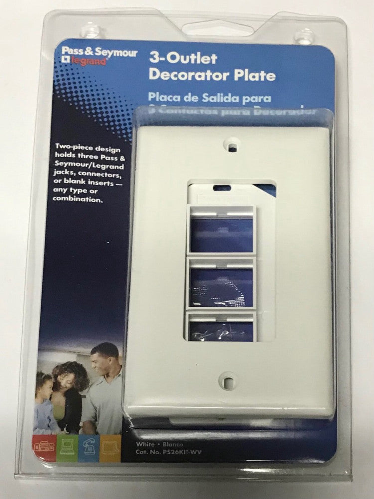 LOT OF 5 Legrand PS26KIT WV Pass & Seymour 3 Outlet Decorator Plate 2 Piece 