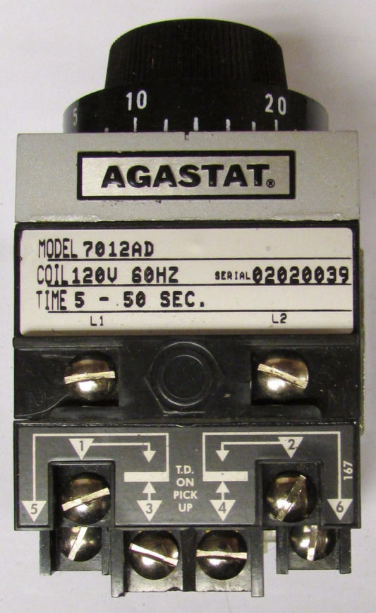 AGASTAT 7012AD 120V 5-50 Second Timing Relay Timer