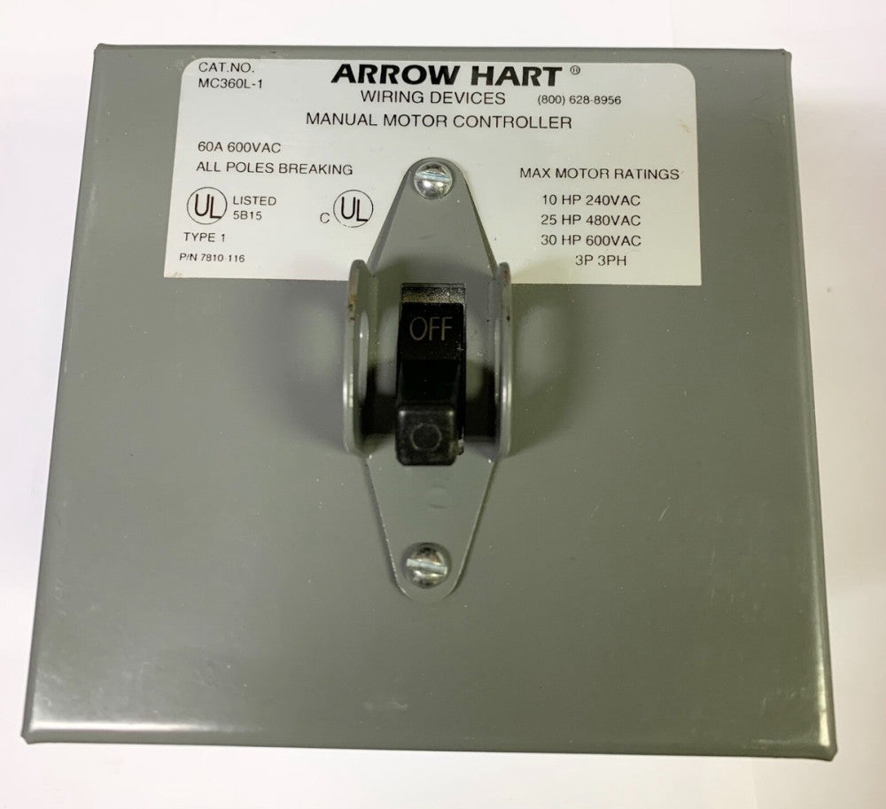 ARROW HART MC360L-1 60 AMP 600 VAC MC360L 1 10 - 30 HP 240 480 600 VAC