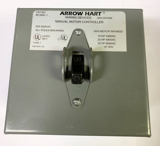 ARROW HART MC360L-1 60 AMP 600 VAC MC360L 1 10 - 30 HP 240 480 600 VAC
