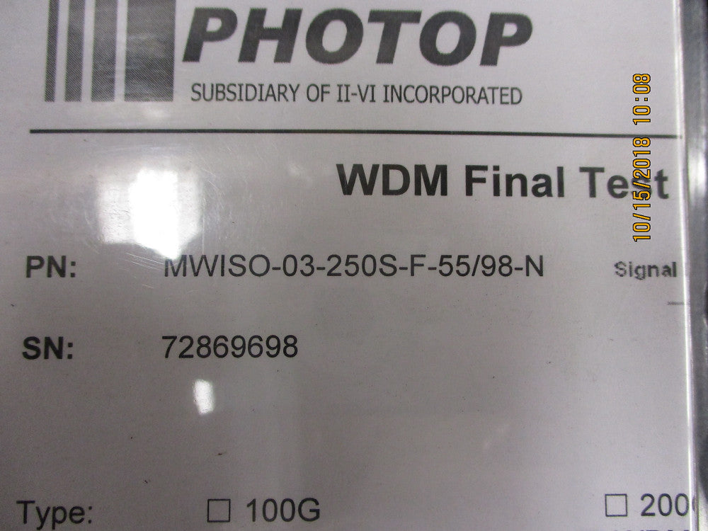 MWISO-03-250S-F-55/98-N Photop WDM Isolator BRAND NEW!