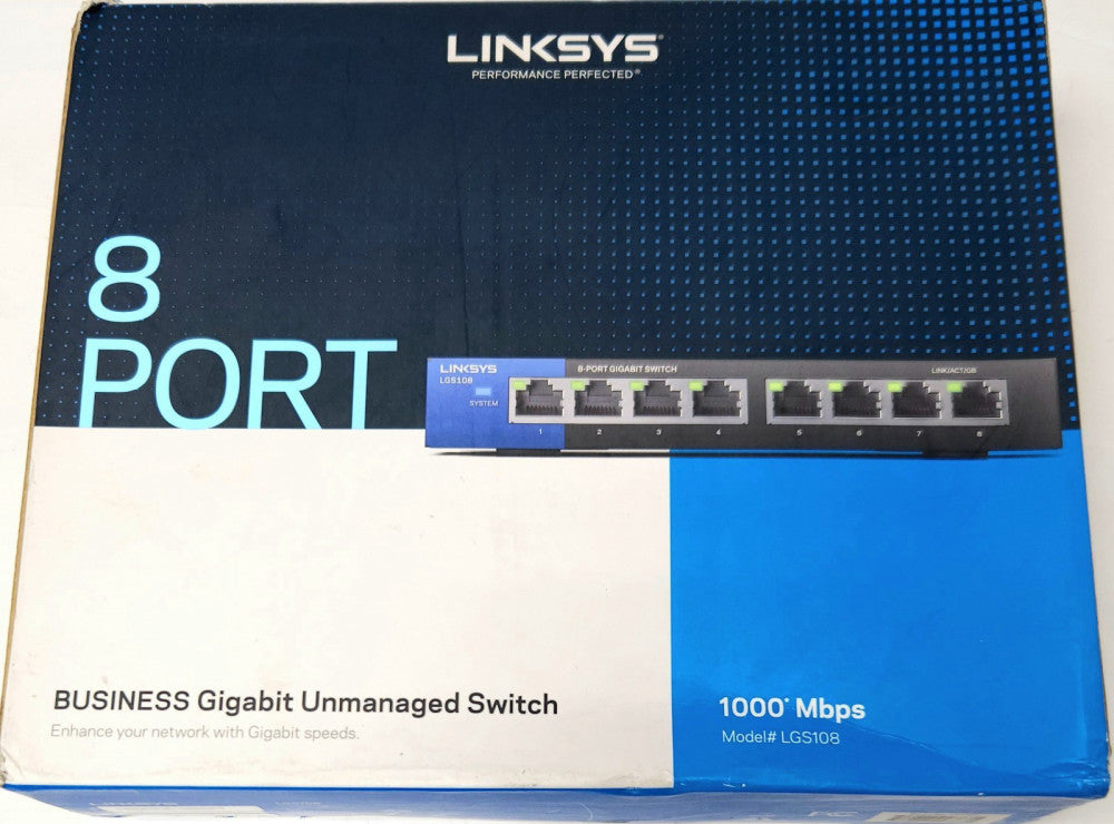 LINKSYS MODEL LGS108 1000 Mbps 8 Port Business Gigabit Unmanaged Switch