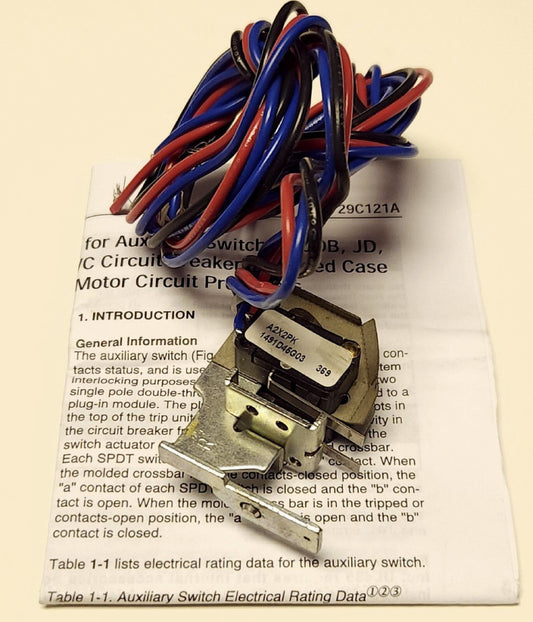 EATON CUTLER HAMMER A2X2PK J Frame 2A 2B Auxiliary Switch 1491D45G03