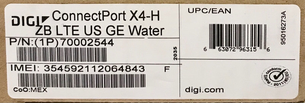 DIGI 70002544 Connect Port X4-H ZB LTE US GE Water General Electric POWER&WATER