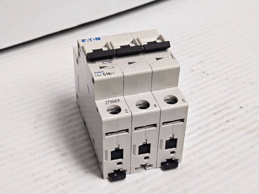 EATON CIRCUIT BREAKER FAZ-C10/3 10 A AMP 3P 3 POLE 400V - USED