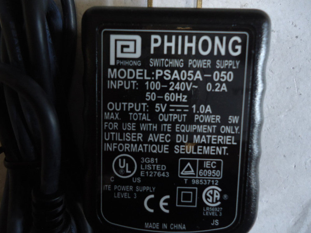 PSA05A-050, PhiHong, Power Supply, 5V, 5W, 1.0A, BRAND NEW!