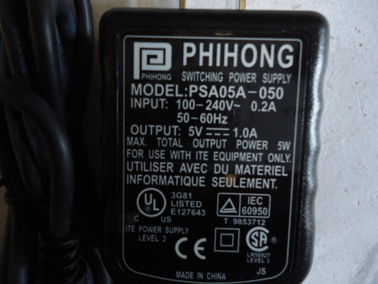 PSA05A-050, PhiHong, Power Supply, 5V, 5W, 1.0A, BRAND NEW!