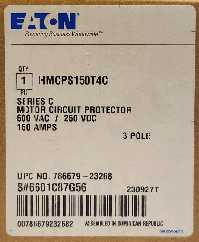 EATON CUTLER HAMMER HMCPS150T4C 150 AMP Type HMCPS Motor Circuit Protector