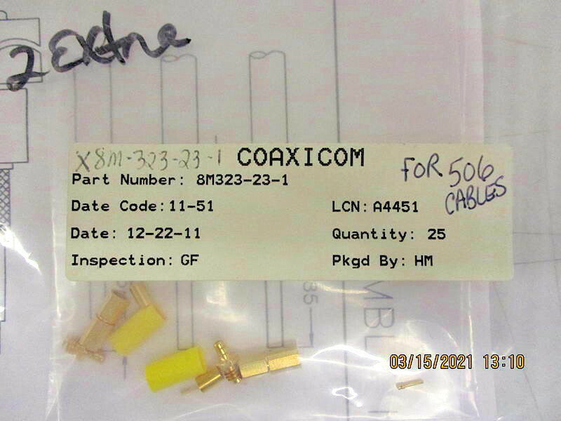 New, Open Box, Coaxicom, 8M323-23-1, SSMC Straight Female Cable Plug