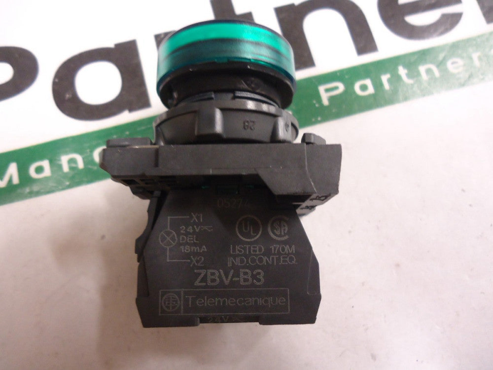 XB5AVB3, Telemecanique, Pilot Light Green LED 24V 22MM, BRAND NEW!