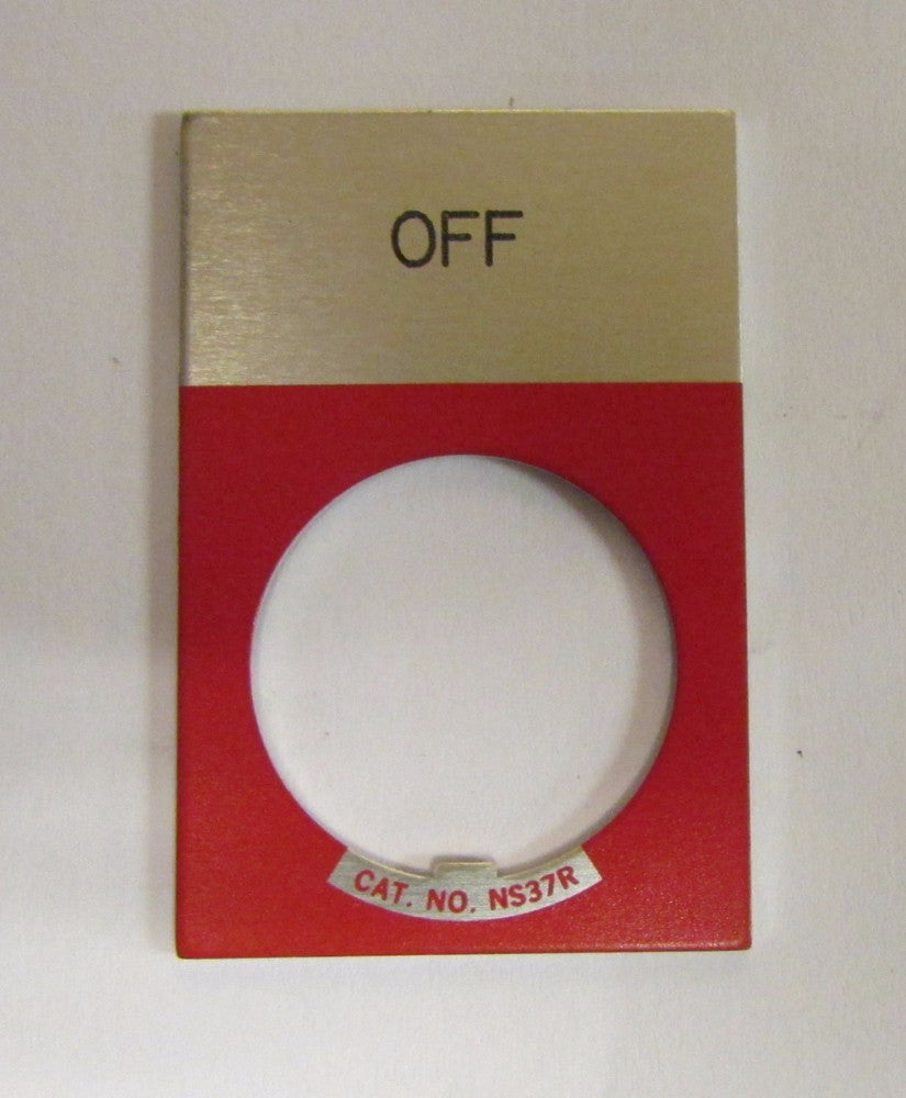 CUTLER HAMMER RED SILVER 22 MM E22NS24 OFF Legend Plate 991004 E22 NS24