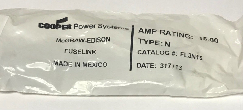 COOPER McGraw Edison FL3N15 Type N 15 AMP Fuse Link
