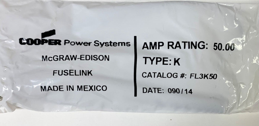 COOPER McGraw Edison FL3K50 Type K 50 AMP Fuse Link 