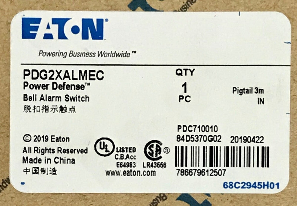 EATON PDG2XALMEC Power Defense Circuit Breaker Bell Alarm Switch 84D5370G02 