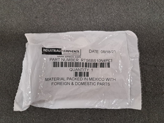 New, Amphenol, RTS6BS10N4P03, Plug, 4 Position, Male, Shell Size 10