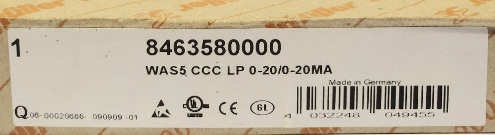 WEIDMULLER WAS5 CCC LP 0-20 0-20mA 8463580000 WAVESERIES Signal Conditional