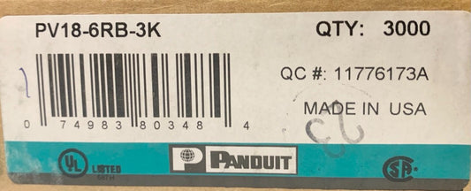 (SEALED) PANDUIT PV18 6RB 3K Red Insulated Crimp on Ring Terminal 18-22 AWG