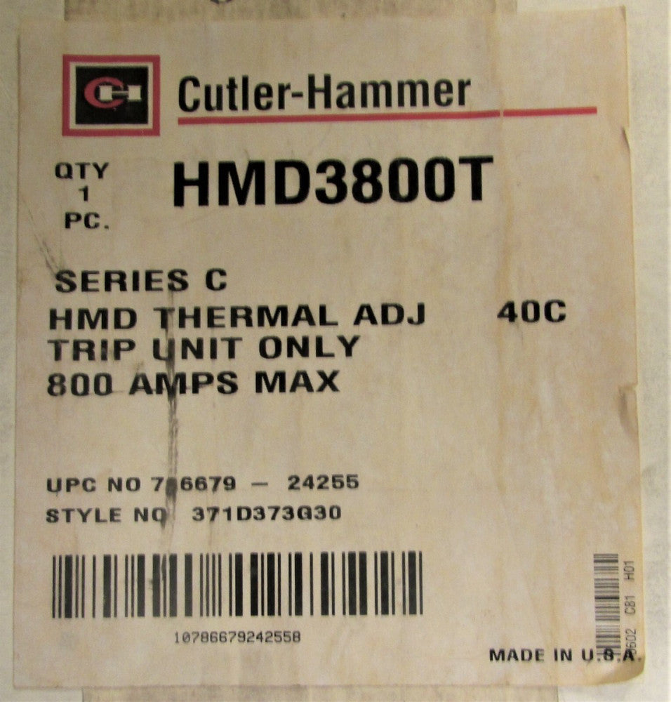 CUTLER HAMMER HMD3800T 800AMP Trip Unit 371D373G30 Type MD MP HMP