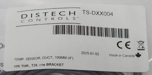 DISTECH CONTROLS TS DXX004 DUCT Temperature Sensor 100mm 4" PROBE 10K THR T24 C/