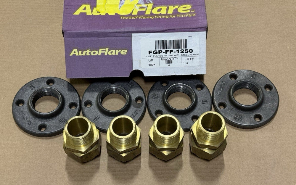 Box of 4 - AutoFlare FGP-FF-1250 Gas Brass 1.25" Fitting with Steel Flange