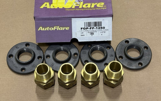Box of 4 - AutoFlare FGP-FF-1250 Gas Brass 1.25" Fitting with Steel Flange