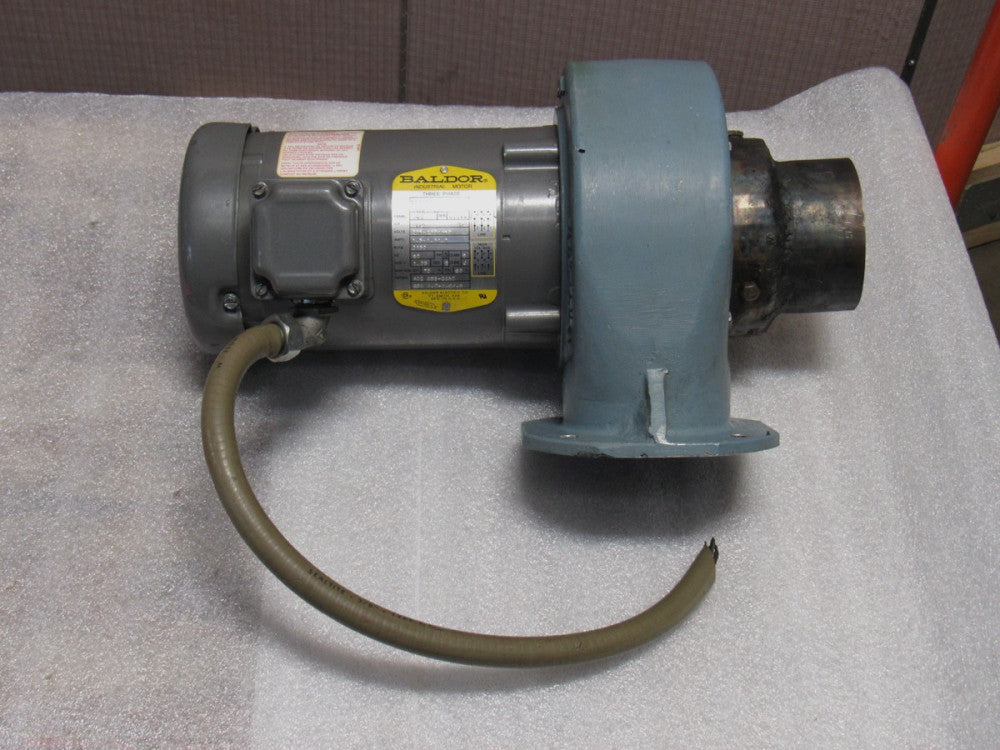 Baldor KM3457 Motor 34A63-157 3Ph 1/3 Hp 208-230/460V 56C W Blower 3106-044 Sz 4