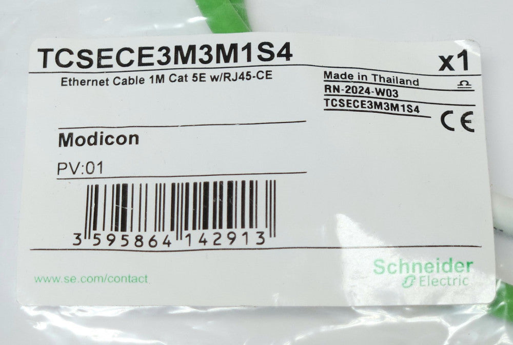SCHNEIDER ELECTRIC Modicon TCSECE3M3M1S4 Ethernet Cable 1M Cat 5E RJ45-CE