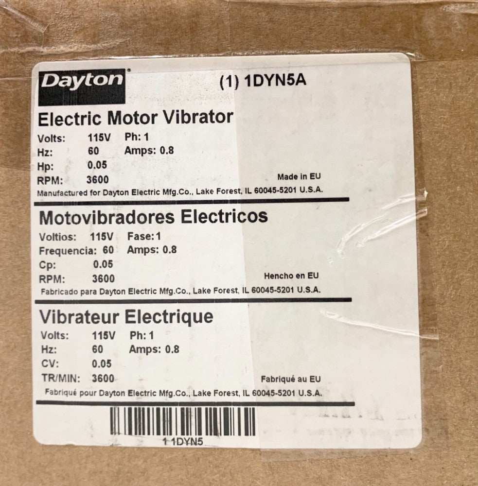 DAYTON 1DYN5A Electric Motor Vibrator 115 VAC 3600 RPM Single Phase 
