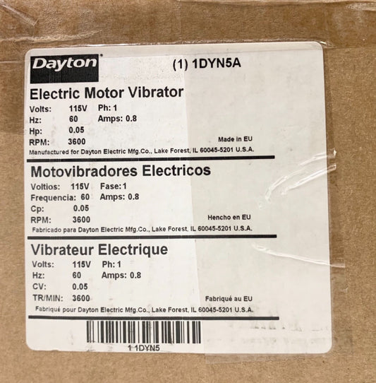 DAYTON 1DYN5A Electric Motor Vibrator 115 VAC 3600 RPM Single Phase 