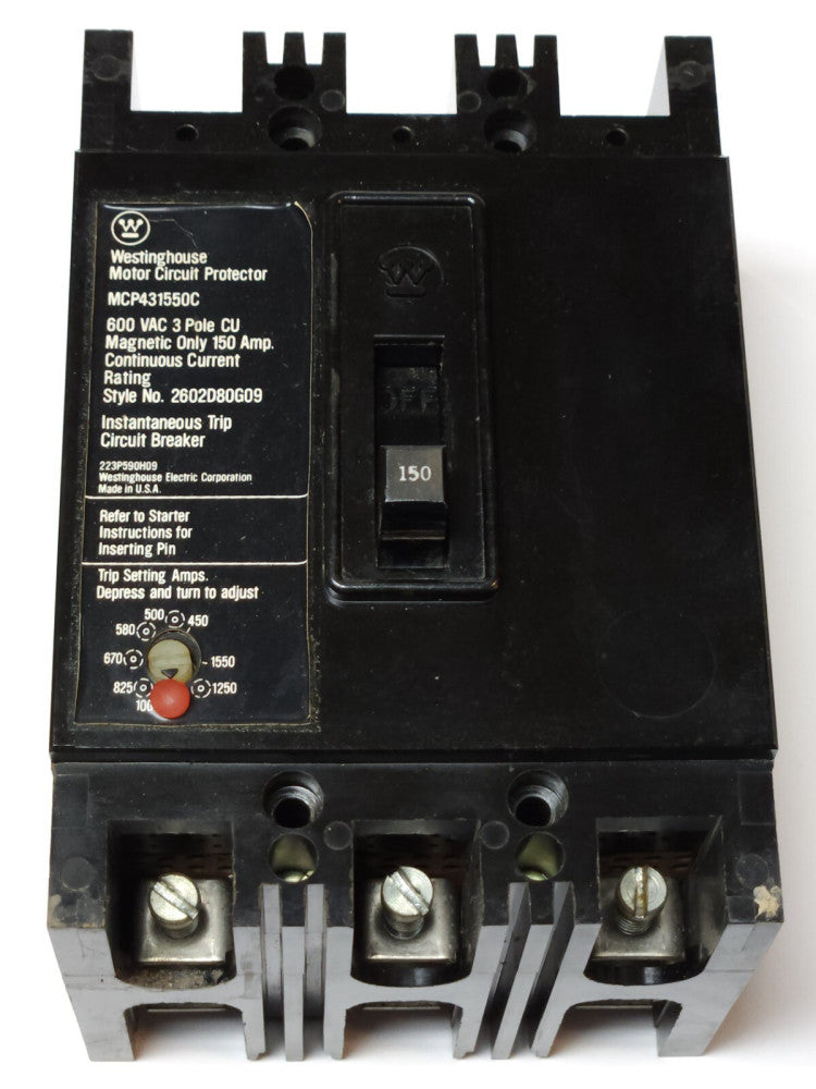 WESTINGHOUSE CUTLER HAMMER MCP431550C 3 Pole 150 AMP Type MCP Motor Circuit
