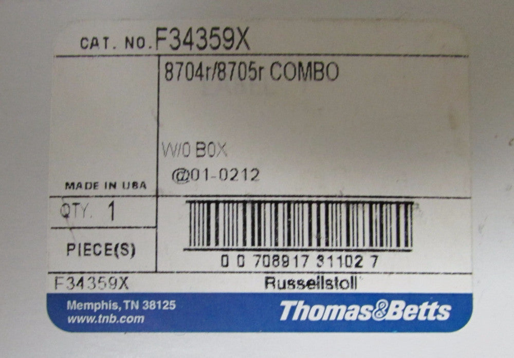 RUSSELLSTOLL THOMAS BETTS F34359X 8704R 8705R Combo Ever Lok Receptacle Cover 