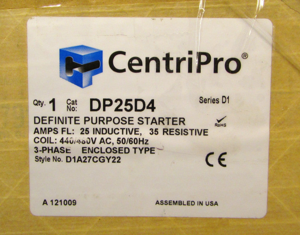 EATON A27CGY16 25 Amp Definate Purpose Starter Nema 1 Enclosure CentriPro DP25E4