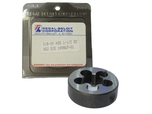 Regal-Beloit 5/8-50 HSS 1-1/2 RD Adjustable Split Round Die (New)