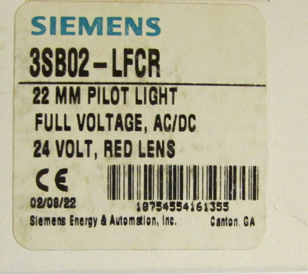 SIEMENS FURNAS 3SB02 LFCR 24 V 22 MM RED Lens Pilot Light