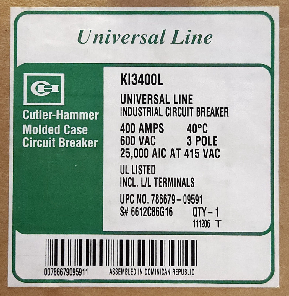 EATON CUTLER HAMMER KI3400L 400 AMP Type Ki Ki3400 LINE LOAD LUGS