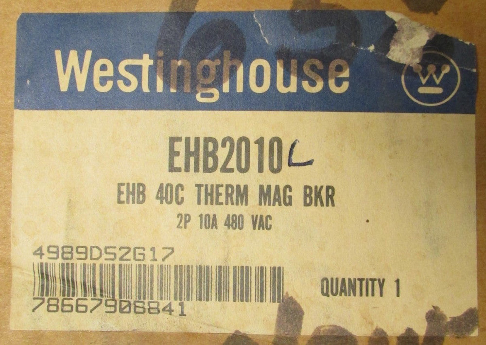 WESTINGHOUSE EHB2010 Type EHB Circuit Breaker 2 Pole 10 Amp 480VAC 