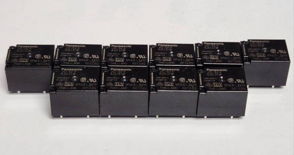 LOT OF 10 PANASONIC JS1 5V F JS RELAY AJS1319F 5 VDC 00122Q 10 AMP 125 VAC 5 Pin