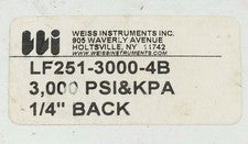 WEISS INSTRUMENTS LF251 3000 4B 3000 psi 20,000 KPA Gauge 1/4" NPT