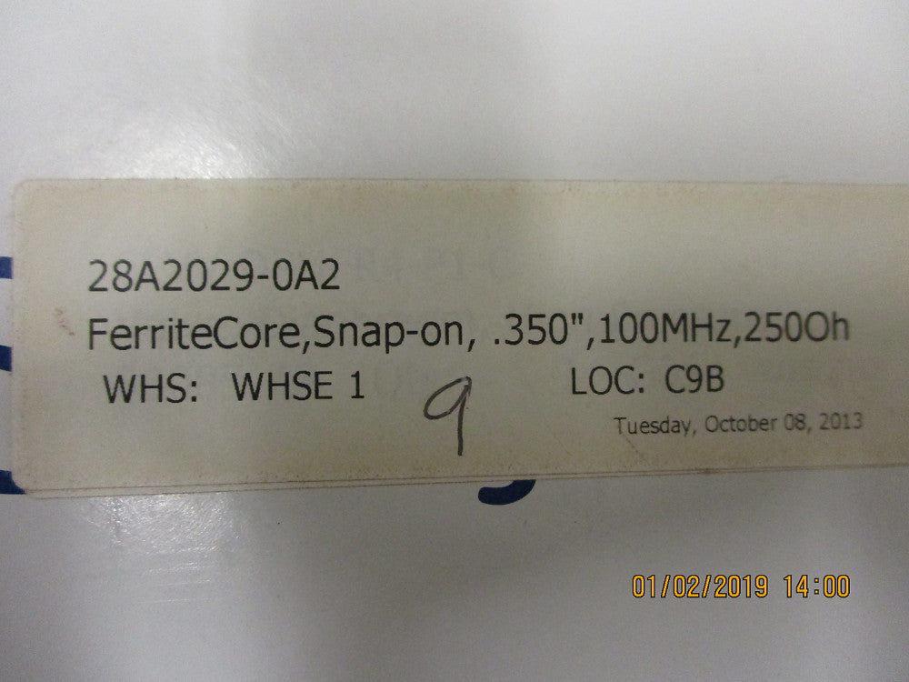 28A2029-0A2 Swagelok EMI Ferrite Split/Snap-On Core - Max ID 0.392In BRAND NEW!