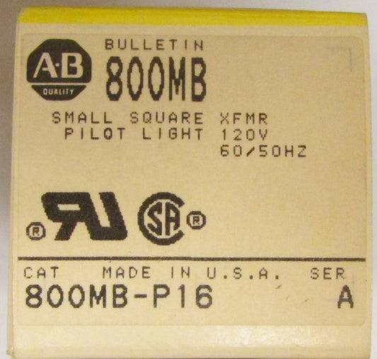 ALLEN BRADLEY 800MB P16 Small Square 120 V XFMR Pilot Light 800MB-P16